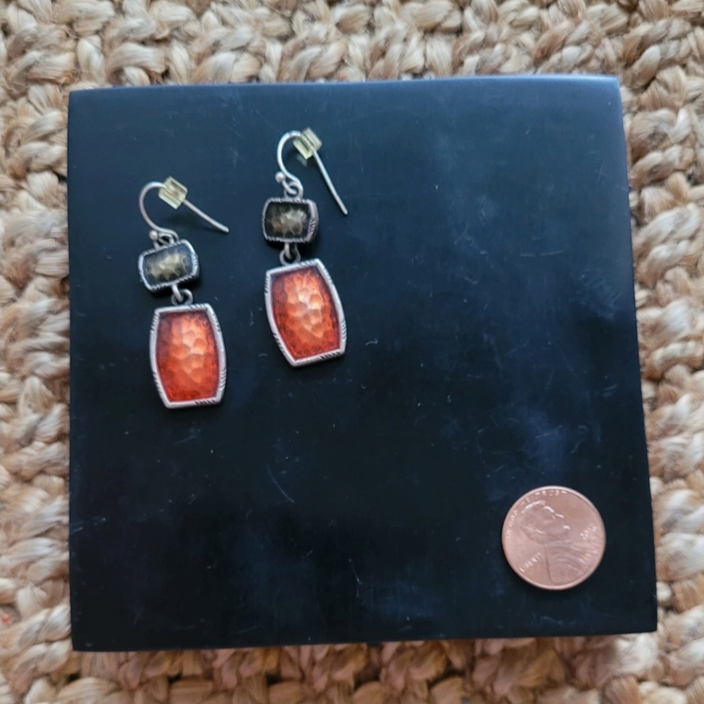Vtg colorblock geometric dangle earrings